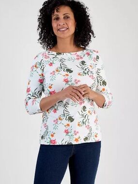 LNC Style & Co
Women's Printed Pima Cotton 3/4-Sleeve Top